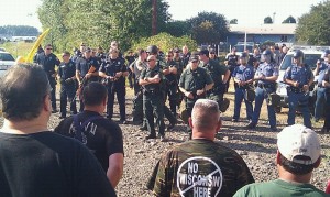 Law enforcement's heavy hand against ILWU longshore workers at the Port of Longview, WA. Brock Lile photo