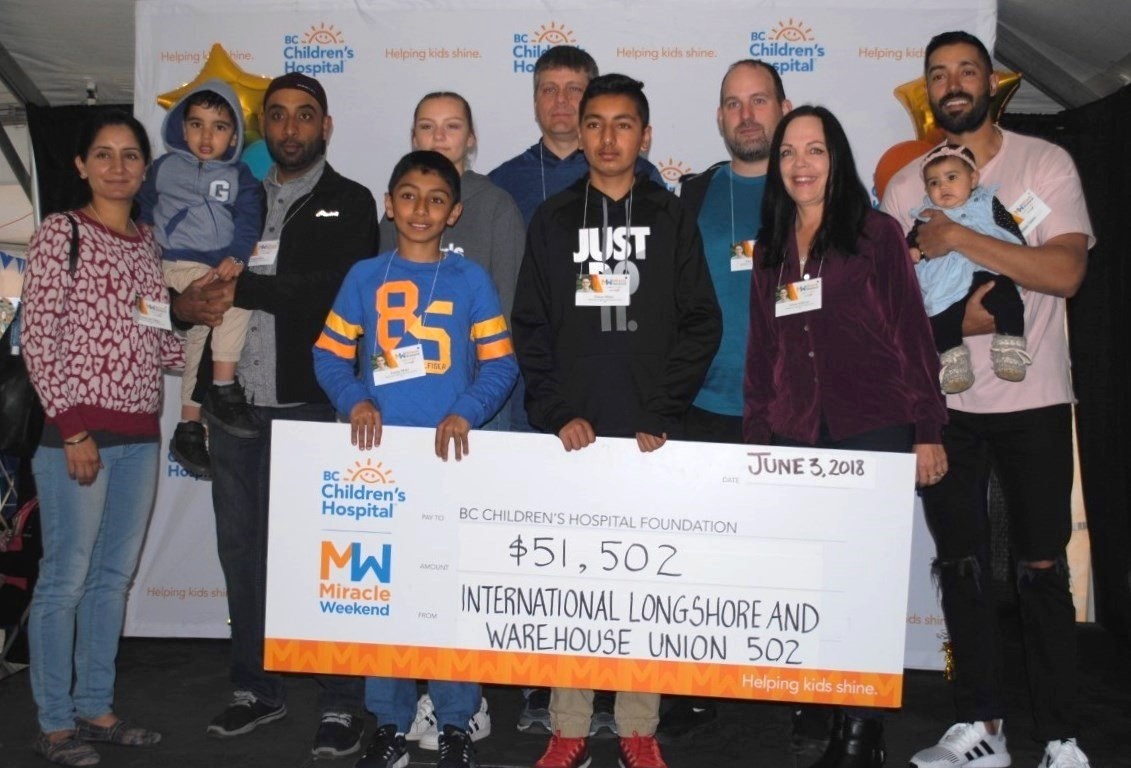 Ilwu local 502 raises 51 502 for bc children s hospital bringing