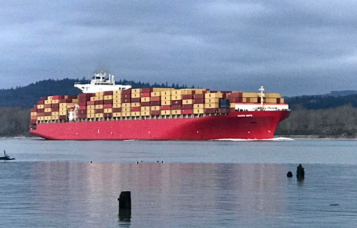 Largest ship to ever transit Columbia River calls on Portland